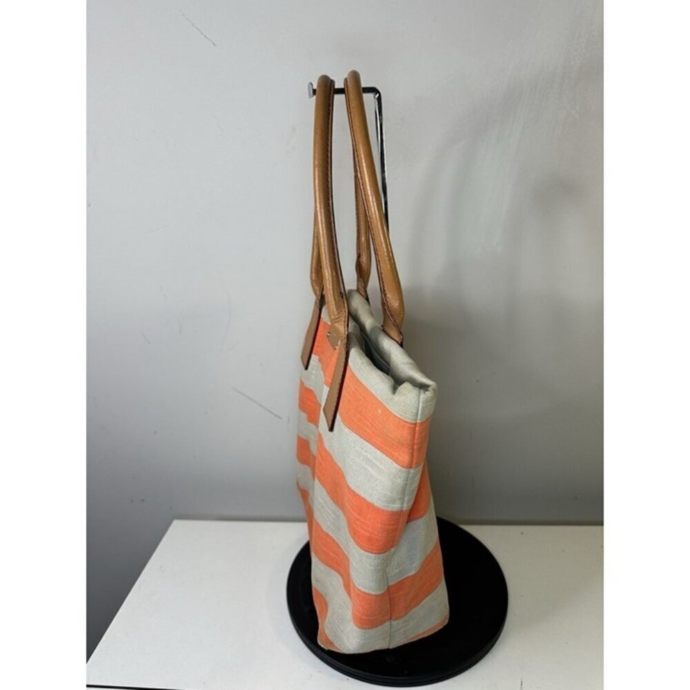 Kate Spade New York Bon Shopper Jubilee Stripe Coral/Natural Stripe Purse - Picture 3 of 10
